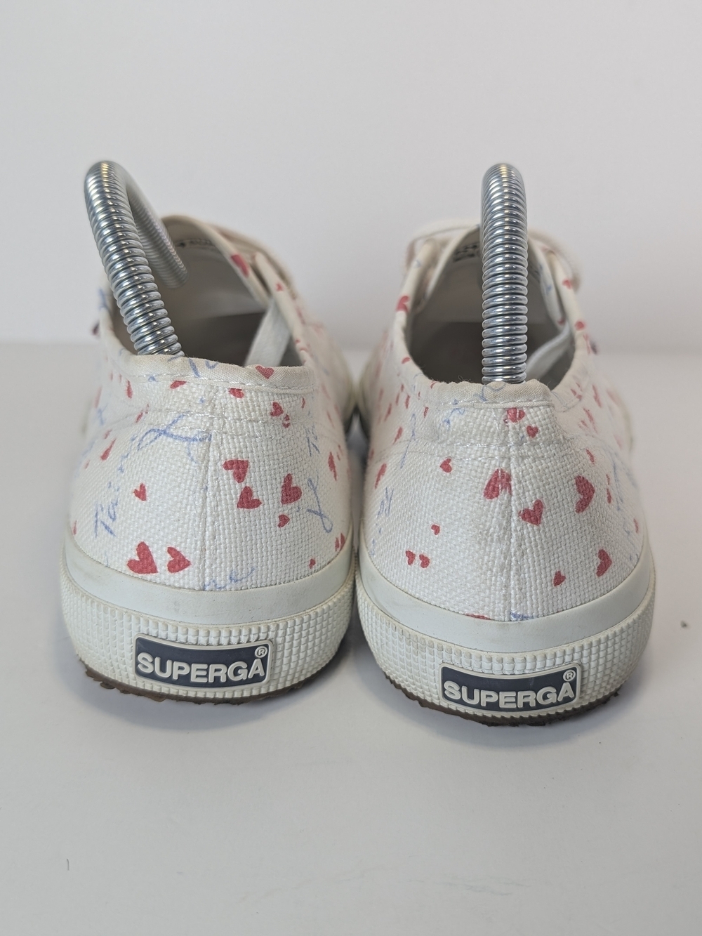 Superga 2750 Cotu Classic Hearts & Je T’aime White Canvas Sneakers Women Size 8 - Picture 4 of 7